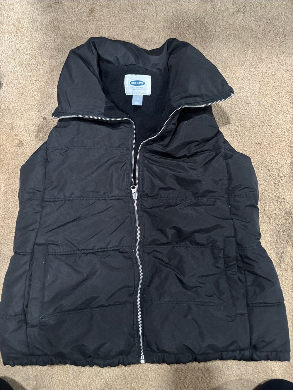 Old Navy Black Quilted Kids Puffer Vest with High Collar